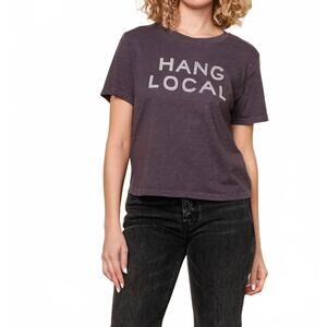 NEW SUNDRY hang local short sleeve boxy crew tee in washed black